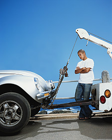 Car being towed away